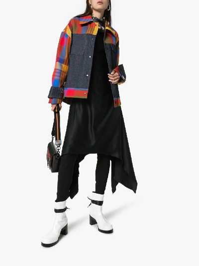 Shop Angel Chen Panelled Check Jacket In Multicoloured