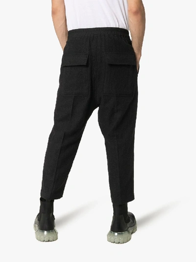 Shop Rick Owens Drawstring Wool Trousers In Black