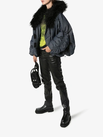 Shop Angel Chen Faux Fur Collar Puffer Jacket In Blue