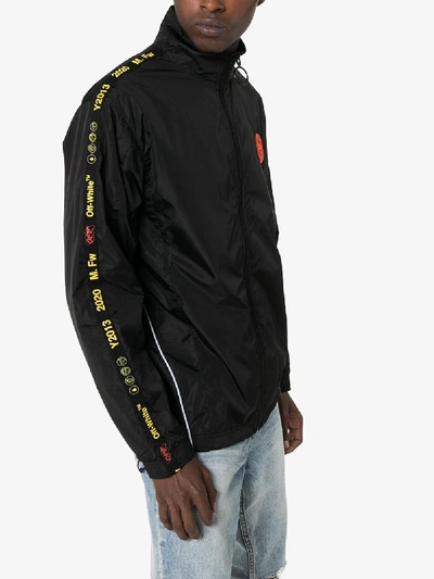 Shop Off-white Zipped Logo Track Jacket In Black
