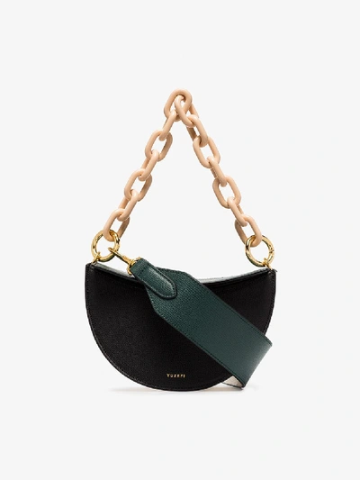 Shop Yuzefi Green And Black Doris Leather Shoulder Bag