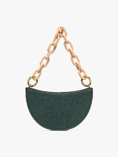 Shop Yuzefi Green And Black Doris Leather Shoulder Bag