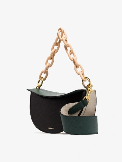 Shop Yuzefi Green And Black Doris Leather Shoulder Bag