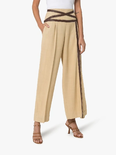 Shop Rosie Assoulin Apple Sauce Contrast Trim Trousers In Neutrals