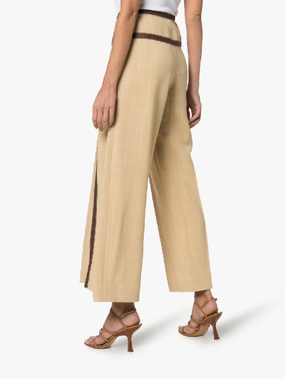 Shop Rosie Assoulin Apple Sauce Contrast Trim Trousers In Neutrals