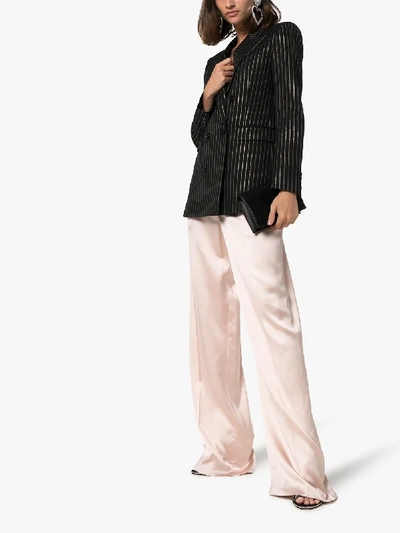 Shop Alexandre Vauthier Wide Leg Satin Trousers In Pink