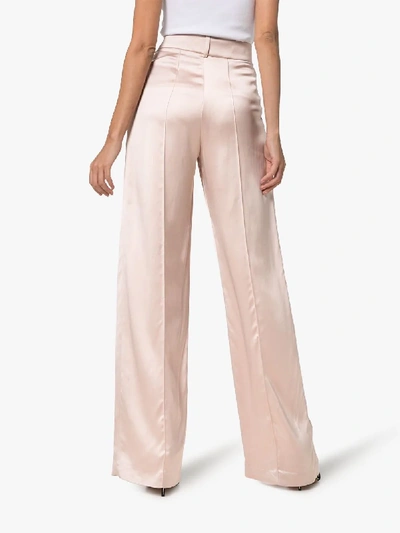 Shop Alexandre Vauthier Wide Leg Satin Trousers In Pink