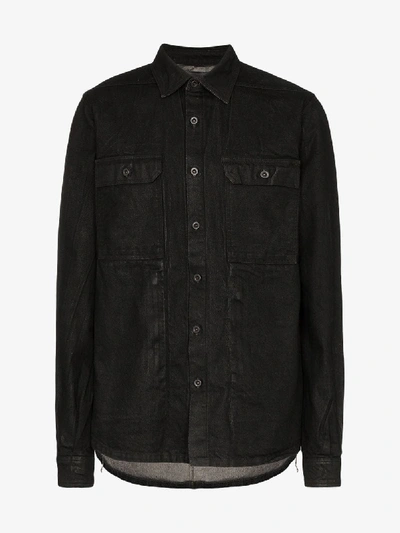 Shop Rick Owens Drkshdw Waxed Cotton Shirt Jacket In Black