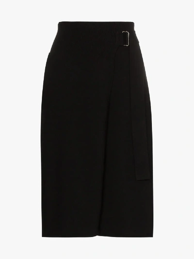 Shop Helmut Lang Crossover Knit Skirt In Black