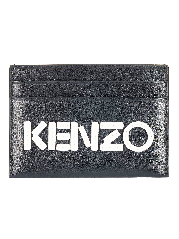 Kenzo Logo Card Holder In Noir | ModeSens