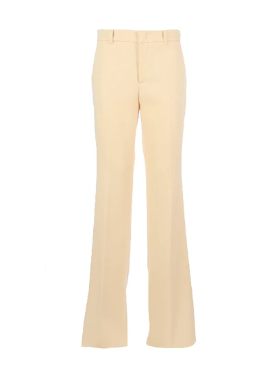 Shop Gucci Wool Straight Leg Pants/dritto In Moonstone Ivory
