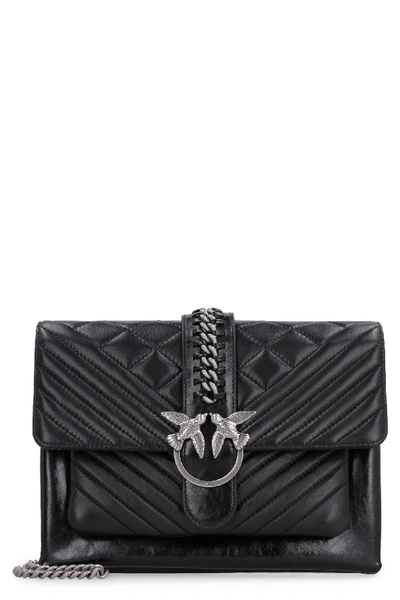 Shop Pinko Big Love Quilted Leather Bag In Black