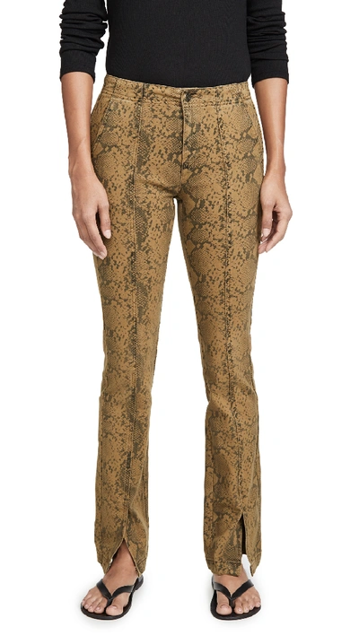 Shop Pam & Gela Seamed Snake Baby Boot Cut Pants In Chai