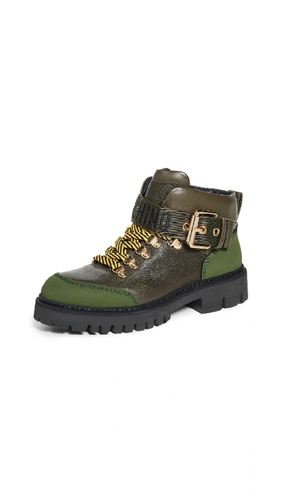 Shop Moschino Combat Ankle Boots In Military Green/military Green