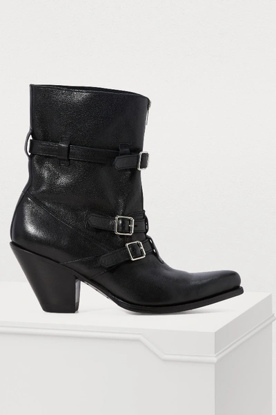 Shop Celine Berlin Ankle Boots In Black