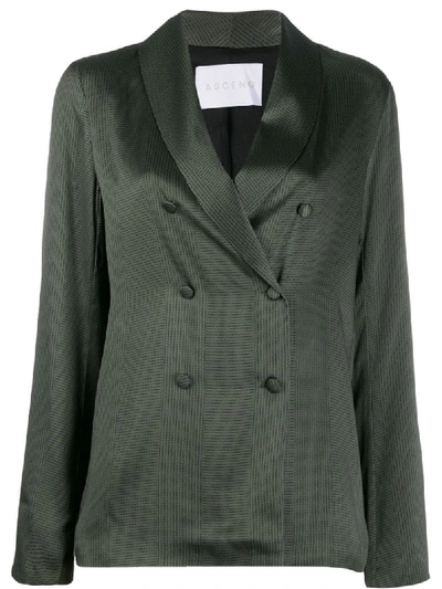 Shop Asceno Dotted Silk Blazer - Green