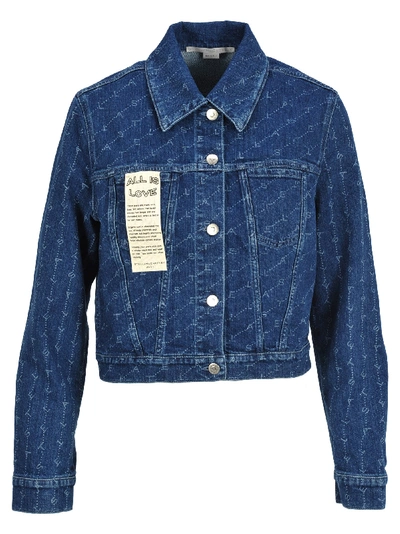 Shop Stella Mccartney Monogram Print Denim Jacket In Blue Monogramme