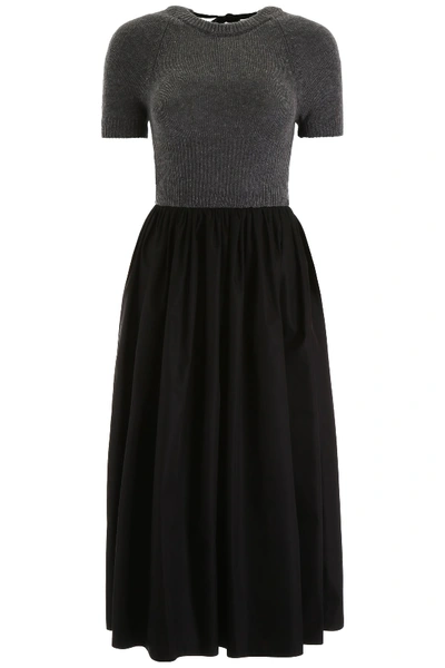 Shop Prada Nylon And Cashmere Dress In Nero Ardesia (black)