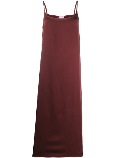Shop Asceno Long Slip Silk Dress - Red