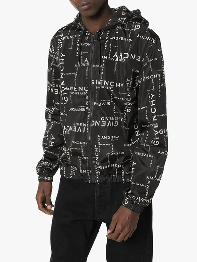 Shop Givenchy Logo Print Lightweight Jacket In Black