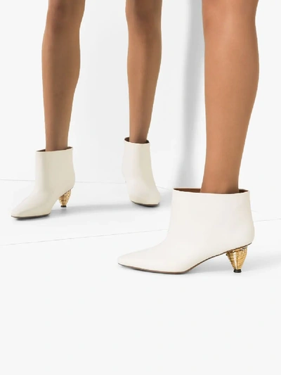 Shop Neous White Octo 55 Leather Ankle Boots In Neutrals