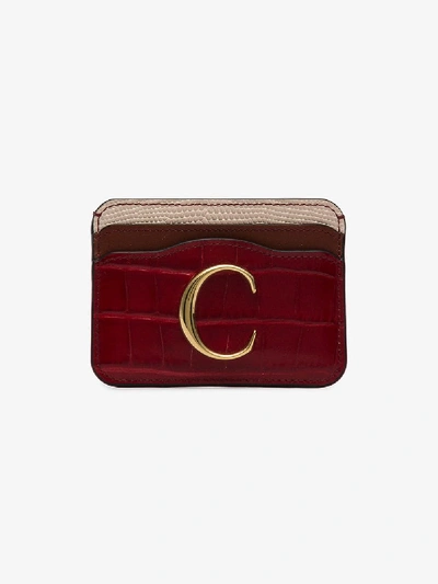 Shop Chloé Red Croc-effect Leather Card Holder