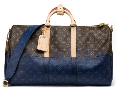 Louis Vuitton Keepall Bandouliere Monogram Eclipse Outdoor Split 50 Pacific  Blue with Brass