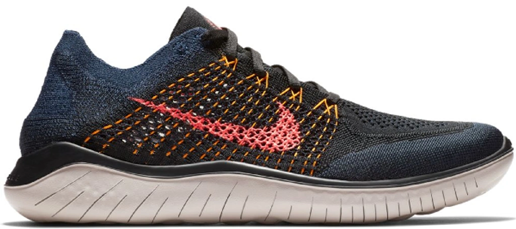 Nike free rn flyknit 2018 black flash crimson orange peel hot sale