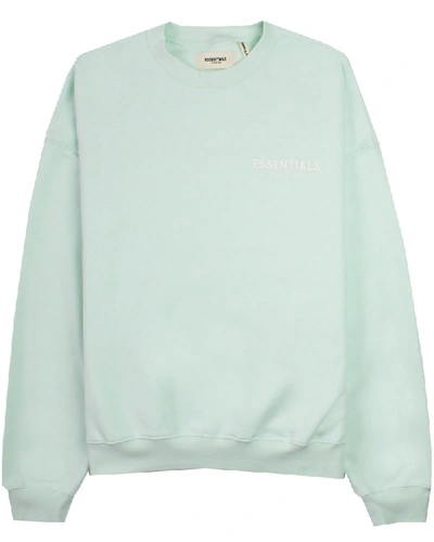 Pre-owned Fear Of God Essentials Logo Pullover Sweatshirt Mint/white