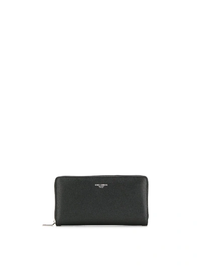 Shop Dolce & Gabbana Calf Leather Zip-around Wallet In Black
