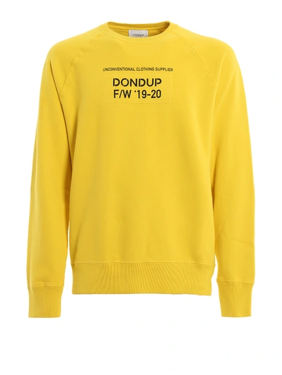 Shop Dondup Contrasting Logo Print Sweatshirt In Yellow