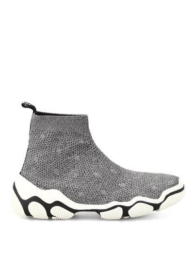 Shop Red Valentino Glam Run Silver Sock Sneakers