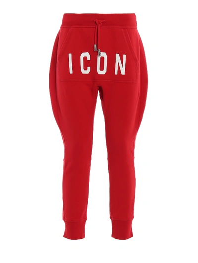 Shop Dsquared2 Icon Print Track Pants In Red