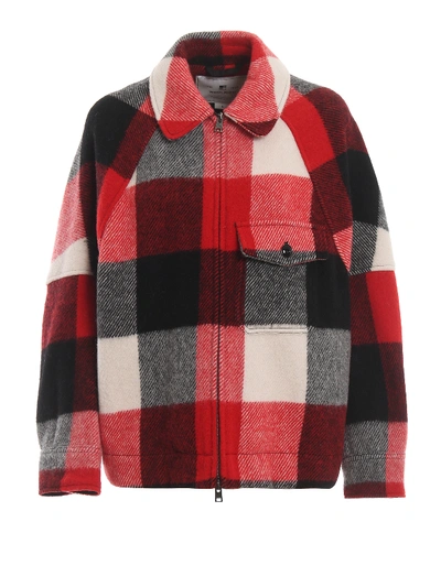 Shop Woolrich Buffalo Check Wool Blend Jacket In Dark Red