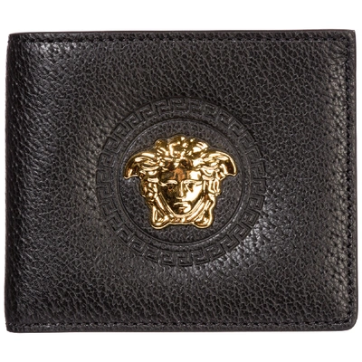 Shop Versace Men's Genuine Leather Wallet Credit Card Bifold  Palazzo In Black