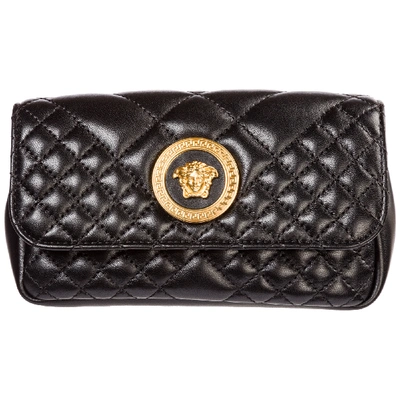 Shop Versace Women's Leather Belt Bum Bag Hip Pouch  Medusa In Black
