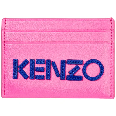 Shop Kenzo Women's Genuine Leather Credit Card Case Holder Wallet In Pink