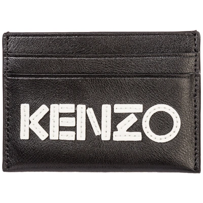 Shop Kenzo Women's Genuine Leather Credit Card Case Holder Wallet In Black