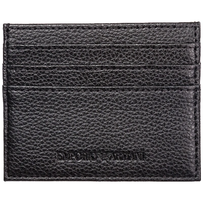Shop Emporio Armani Men's Genuine Leather Credit Card Case Holder Wallet In Black
