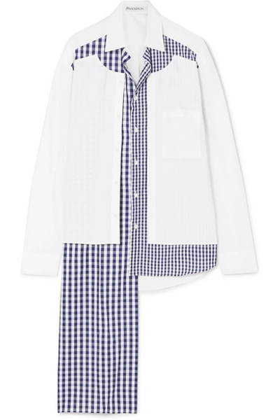 Shop Jw Anderson Asymmetric Paneled Cotton-poplin Shirt In White