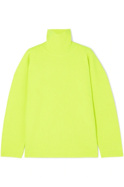 Shop Sies Marjan Nora Ribbed Merino Wool Turtleneck Sweater In Yellow