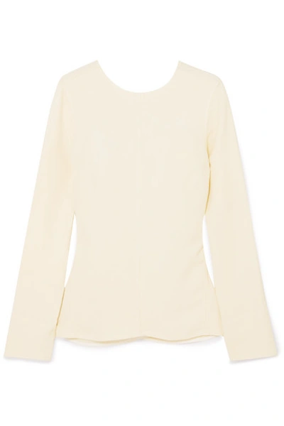 Shop Victoria Beckham Open-back Textured-crepe Top In Ivory