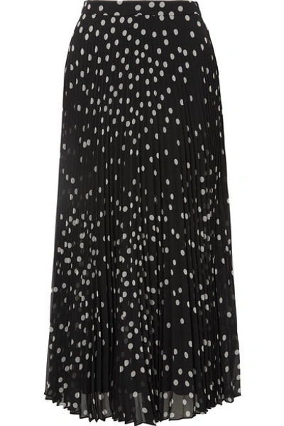 Shop Stella Mccartney Polka-dot Plissé-georgette Midi Skirt In Black