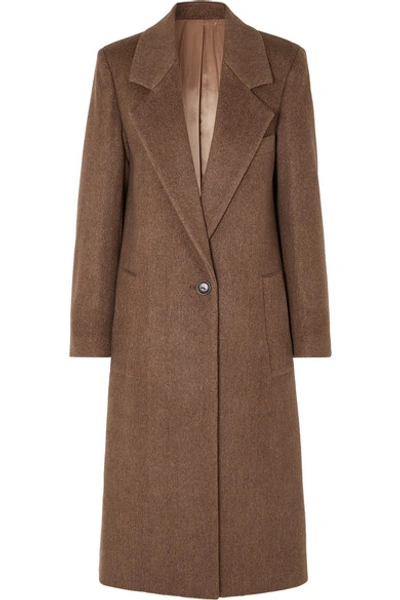 Shop Joseph Captain Herringbone Wool-blend Coat In Brown