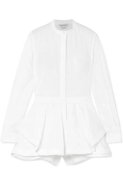 Shop Alexander Mcqueen Draped Cotton-piqué Shirt In White