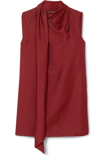 Shop Ann Demeulemeester Draped Wool And Silk-blend Tank In Red