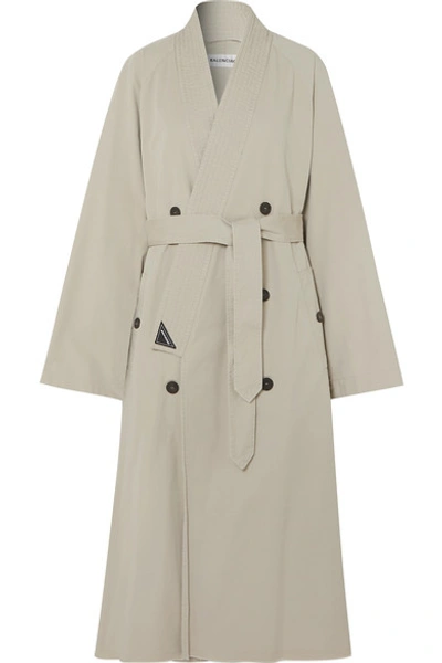 Shop Balenciaga Judo Oversized Cotton-twill Trench Coat In Beige