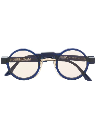 Shop Kuboraum Round Frame Sunglasses In Blue