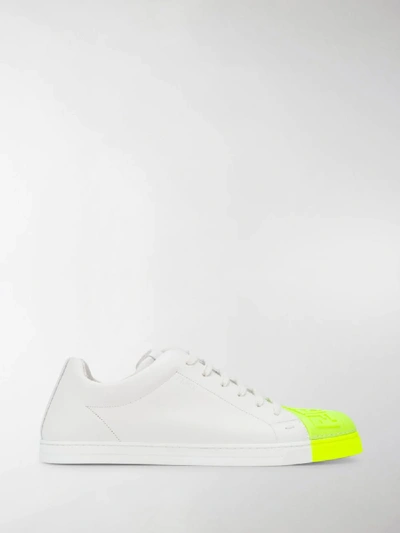 Shop Fendi Ff Contrast Toe Sneakers In White