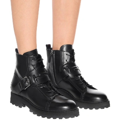 Shop Tod's Leather Ankle Boots In Black